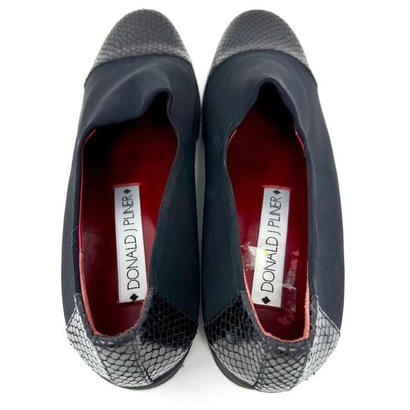 Donald J. Pliner Ciara Black Slip On Shoe Size 8.5 Narrow Snake Print New in Box - Picture 4 of 6